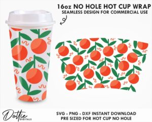 Oranges 16oz Starbucks No Hole Hot Cup Wrap SVG