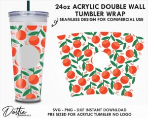 Oranges 24oz Starbucks Double Wall Acrylic Tumbler Wrap SVG