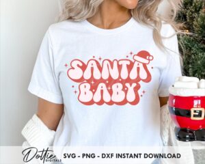 Festive Santa Baby SVG PNG DXF Cutting Craft File