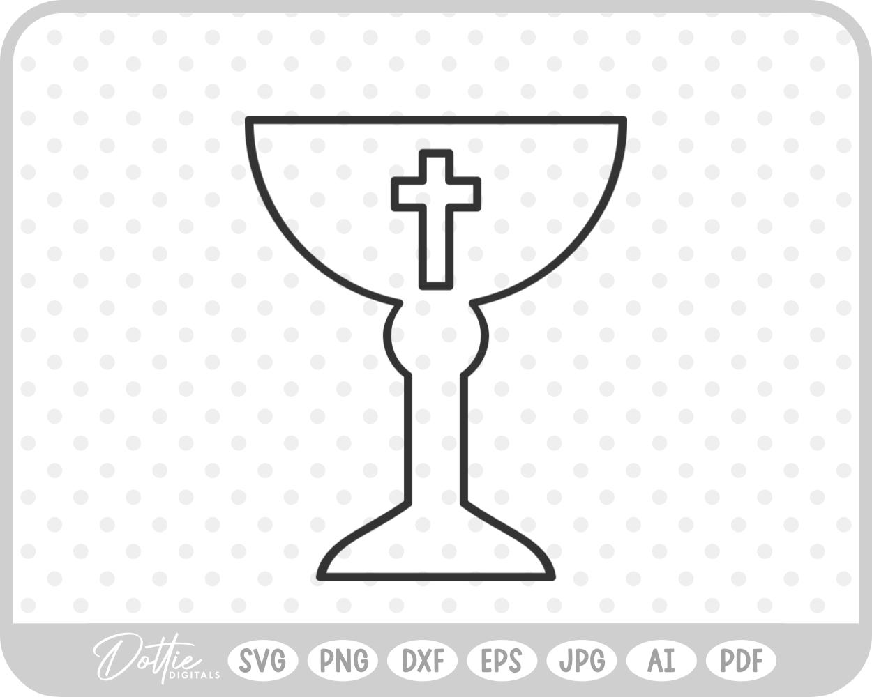 Chalice with Religious Cross SVG PNG DXF – Cricut Silhouette Cutting File