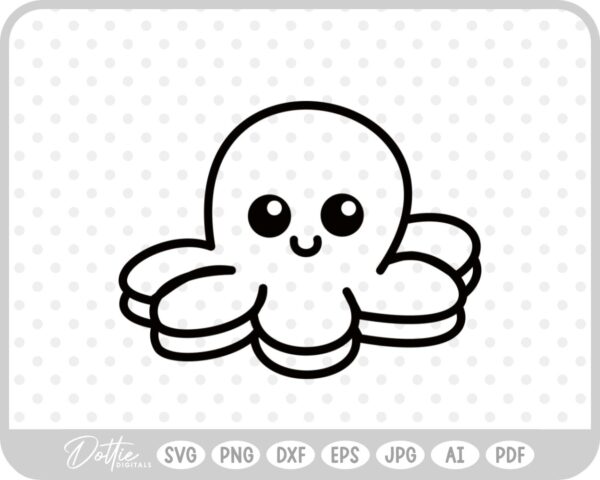 Happy Octopus Plushie SVG PNG DXF – Cricut Silhouette Cutting File