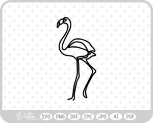 Flamingo Line Drawing SVG PNG DXF – Cricut Silhouette Cutting File