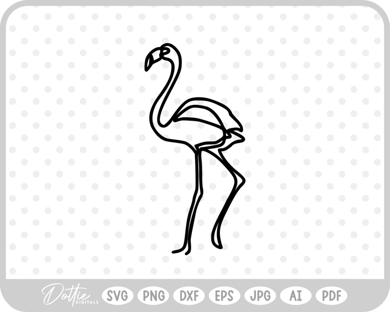 Flamingo Line Drawing SVG PNG DXF – Cricut Silhouette Cutting File