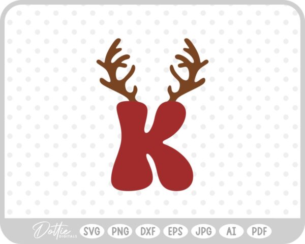 K Festive Christmas Alphabet Letter Antler Santa SVG PNG DXF – Cricut Silhouette Cutting File