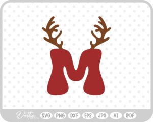 M Festive Christmas Alphabet Letter Antler Santa SVG PNG DXF – Cricut Silhouette Cutting File