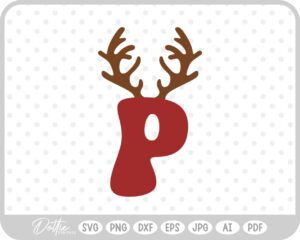 P Festive Christmas Alphabet Letter Antler Santa SVG PNG DXF – Cricut Silhouette Cutting File