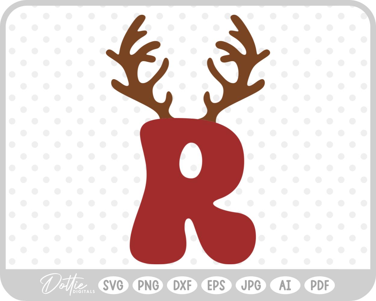 R Festive Christmas Alphabet Letter Antler Santa SVG PNG DXF – Cricut Silhouette Cutting File