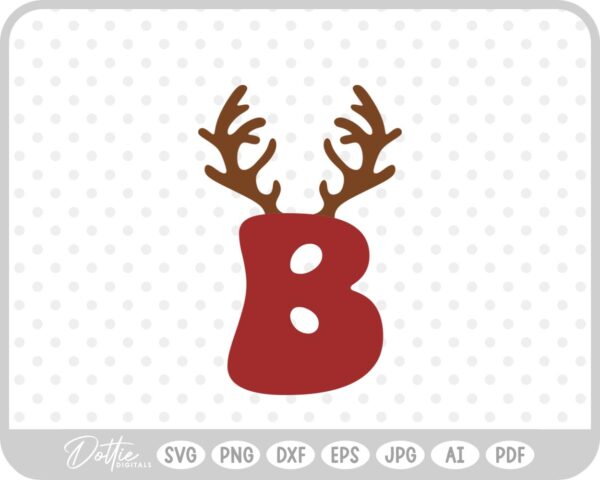 B Festive Christmas Alphabet Letter Antler Santa SVG PNG DXF – Cricut Silhouette Cutting File