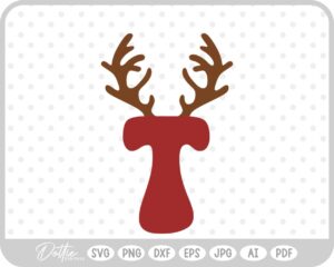 T Festive Christmas Alphabet Letter Antler Santa SVG PNG DXF – Cricut Silhouette Cutting File