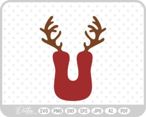 U Festive Christmas Alphabet Letter Antler Santa SVG PNG DXF – Cricut Silhouette Cutting File
