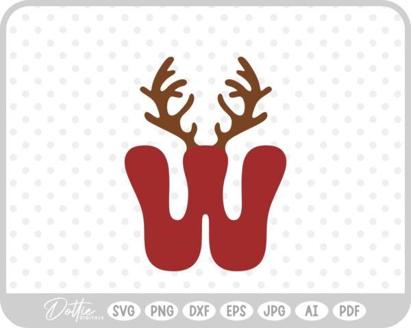 W Festive Christmas Alphabet Letter Antler Santa SVG PNG DXF – Cricut Silhouette Cutting File