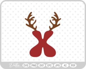 X Festive Christmas Alphabet Letter Antler Santa SVG PNG DXF – Cricut Silhouette Cutting File