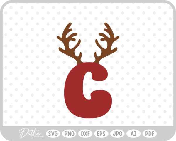 C Festive Christmas Alphabet Letter Antler Santa SVG PNG DXF – Cricut Silhouette Cutting File