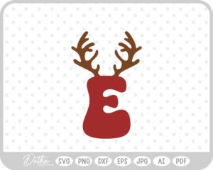 E Festive Christmas Alphabet Letter Antler Santa SVG PNG DXF – Cricut Silhouette Cutting File