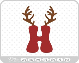 H Festive Christmas Alphabet Letter Antler Santa SVG PNG DXF – Cricut Silhouette Cutting File