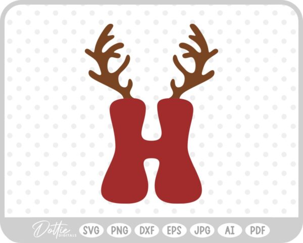 H Festive Christmas Alphabet Letter Antler Santa SVG PNG DXF – Cricut Silhouette Cutting File