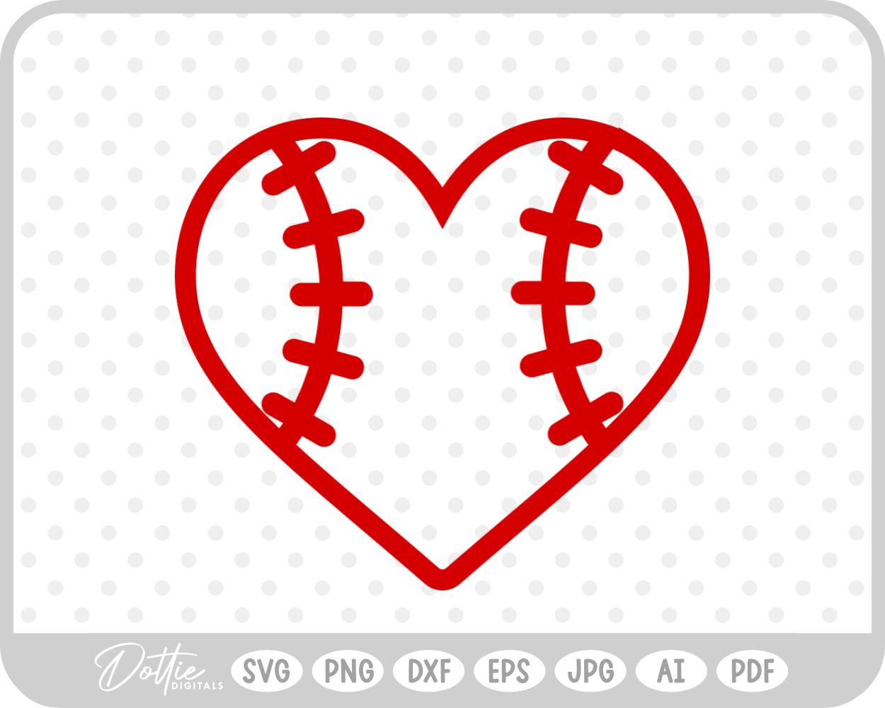 Baseball Heart Outline SVG PNG DXF – Cricut Silhouette Cutting File