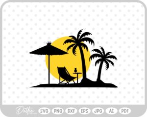 Palm Tree Tropical Plant Summer Vacay Sunset Deck Chair SVG PNG DXF – Cricut Silhouette Cutting File