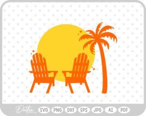 Sunset Beach Chairs Palm Tree Summer Vacay SVG PNG DXF – Cricut Silhouette Cutting File