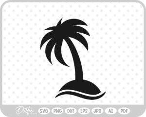 Palm Tree Island Sea Ocean Beach Summer Vacation SVG PNG DXF – Cricut Silhouette Cutting File
