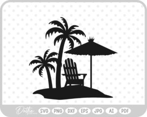 Beach Chair Summer Palm Tree Umbrella Sand SVG PNG DXF – Cricut Silhouette Cutting File