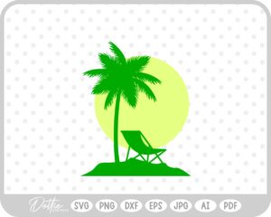 Palm Tree Island Sea Ocean Beach Summer Vacation SVG PNG DXF – Cricut Silhouette Cutting File