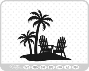 Beach Chair Summer Palm Trees Sand SVG PNG DXF – Cricut Silhouette Cutting File