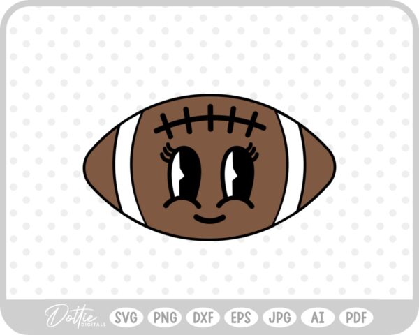 Smiling Football Big Game Sunday Half Time Show SVG PNG DXF – Cricut Silhouette Cutting File