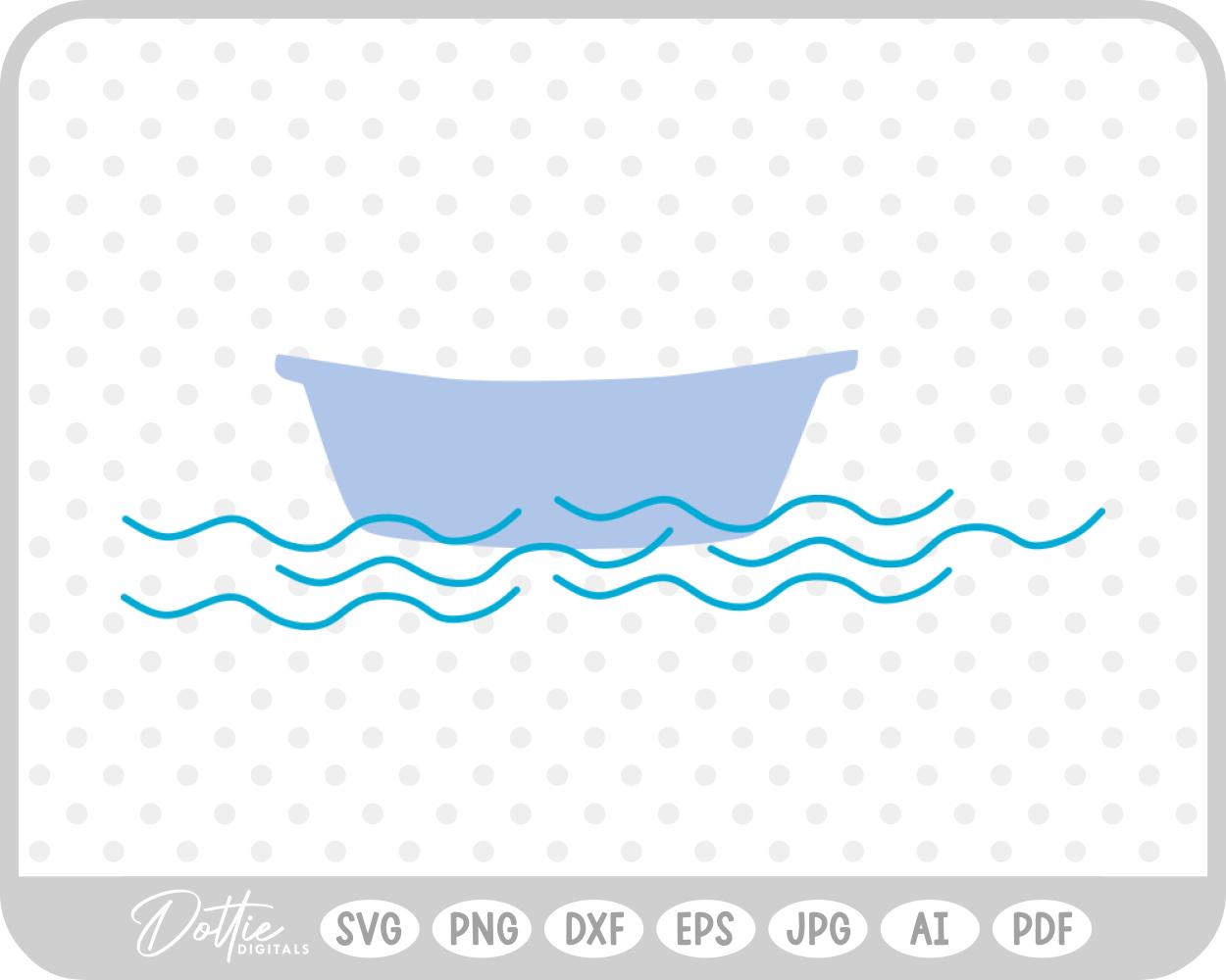 Boat in Ocean SVG PNG DXF – Cricut Silhouette Cutting File