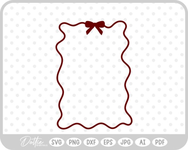 Red Frilly Ribbon Bow Border Wavy SVG PNG DXF – Cricut Silhouette Cutting File