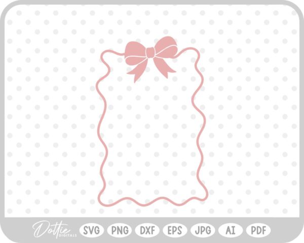Pink Frilly Ribbon Bow Border Wavy SVG PNG DXF – Cricut Silhouette Cutting File