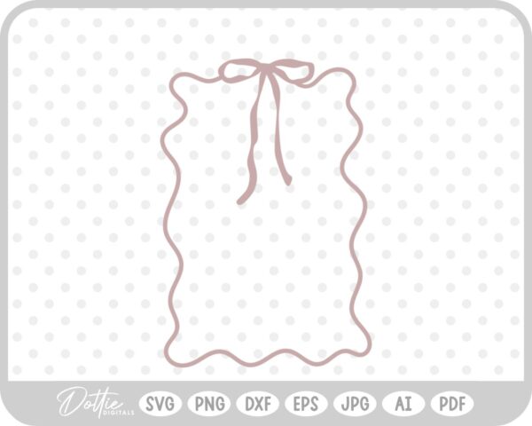 Pink Frilly Ribbon Bow Border Wavy SVG PNG DXF – Cricut Silhouette Cutting File