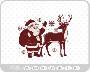 Reindeer Christmas Sleigh Santa Festive SVG PNG DXF – Cricut Silhouette Cutting File
