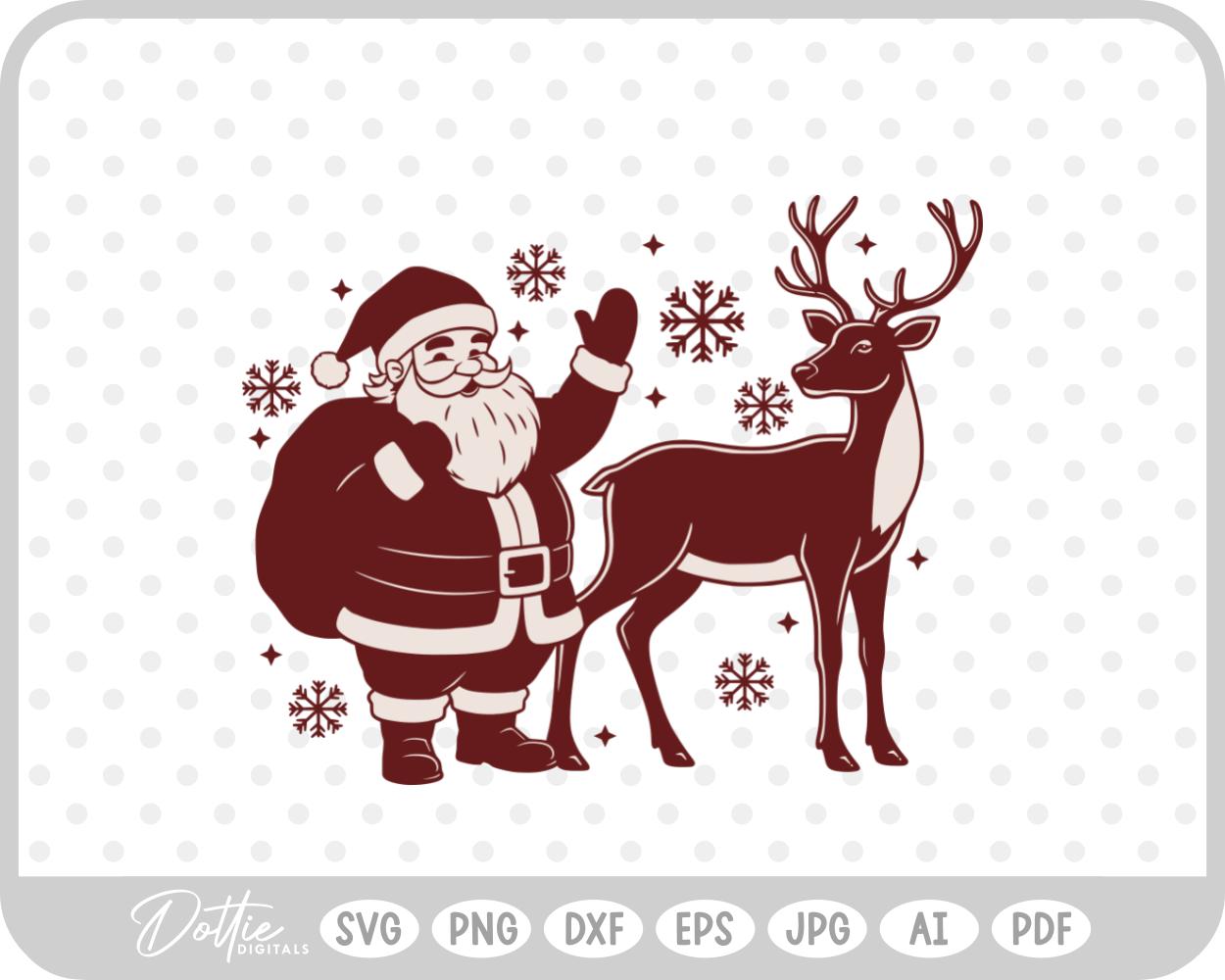 Reindeer Christmas Sleigh Santa Festive SVG PNG DXF – Cricut Silhouette Cutting File