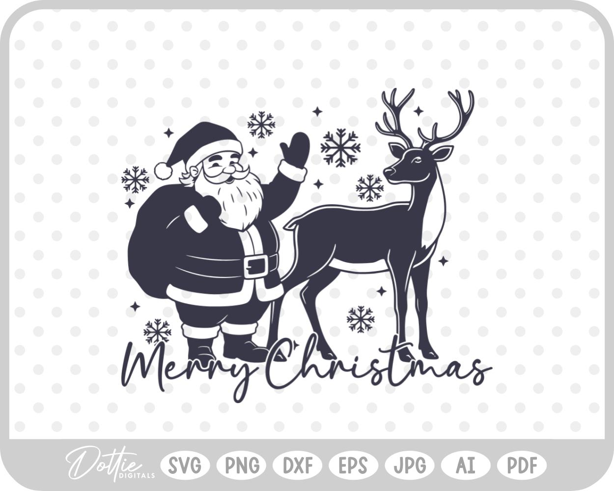 Reindeer Christmas Sleigh Santa Festive SVG PNG DXF – Cricut Silhouette Cutting File