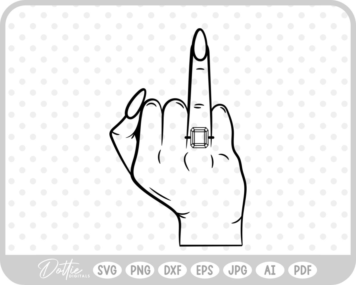 Square Cut Engagement Ring Finger Outline SVG PNG DXF – Cricut Silhouette Cutting File