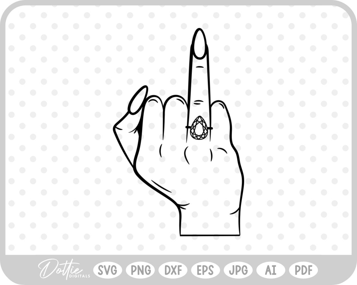 Tear Cut Engagement Ring Finger Outline SVG PNG DXF – Cricut Silhouette Cutting File