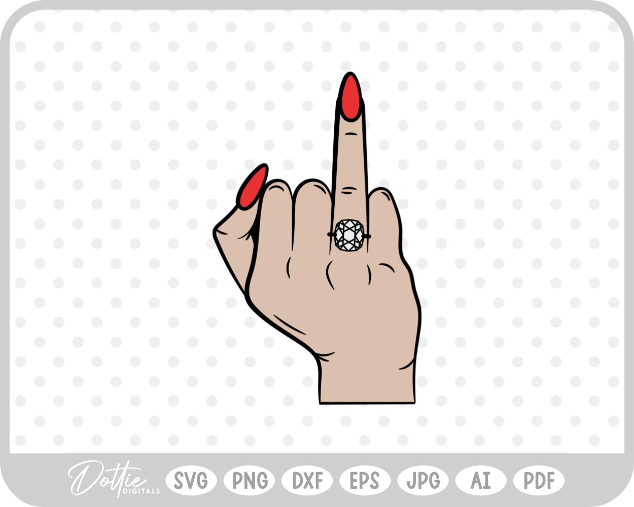 Diamond Cut Engagement Ring Finger SVG PNG DXF – Cricut Silhouette Cutting File