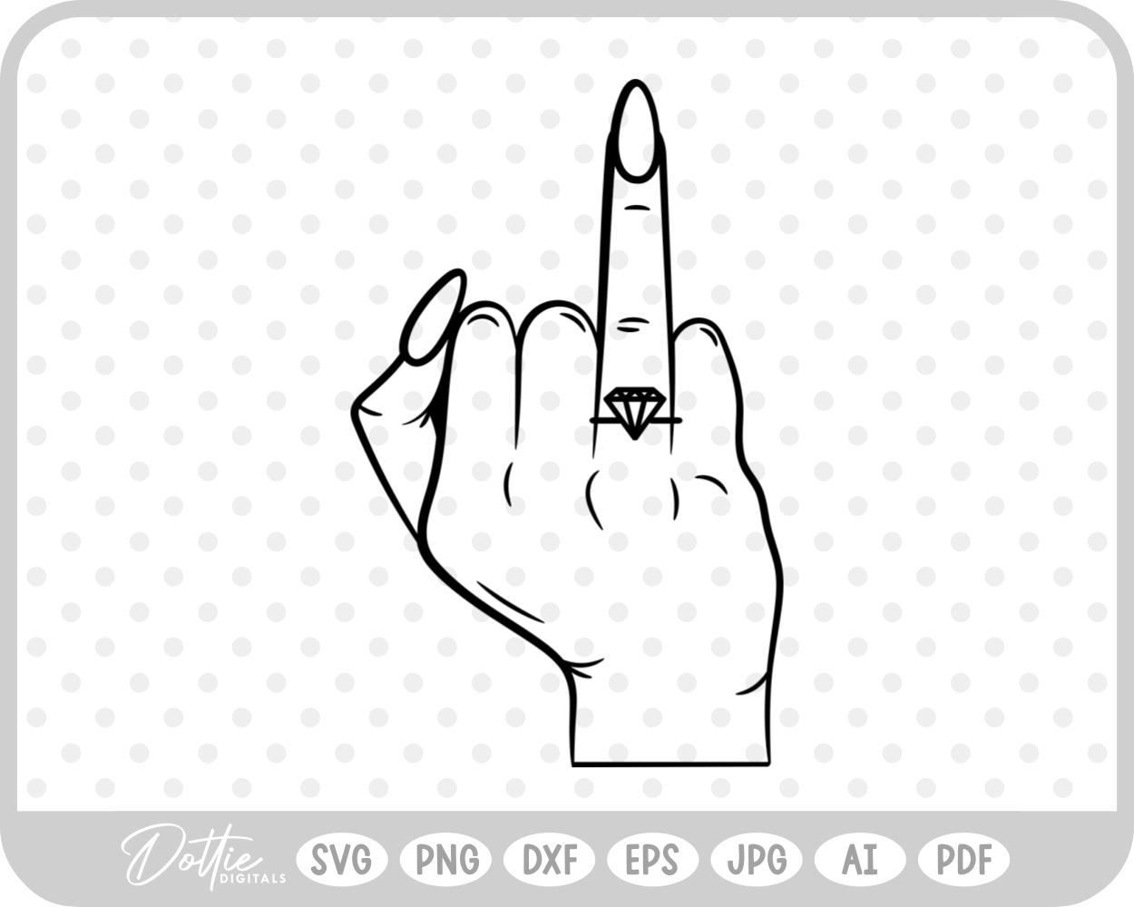 Diamond Tear Cut Engagement Ring Finger Outline SVG PNG DXF – Cricut Silhouette Cutting File