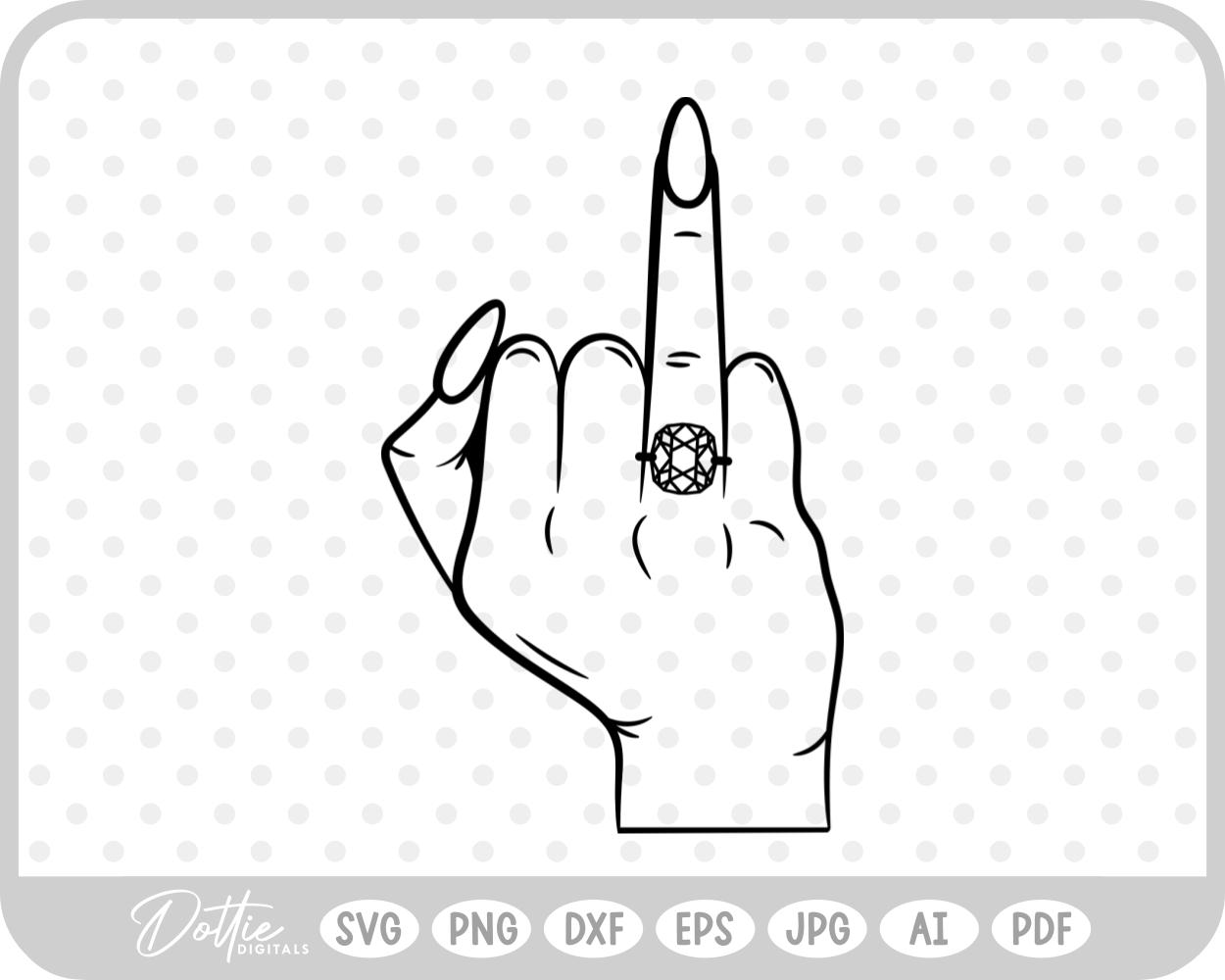 Diamond Engagement Ring Finger Outline SVG PNG DXF – Cricut Silhouette Cutting File
