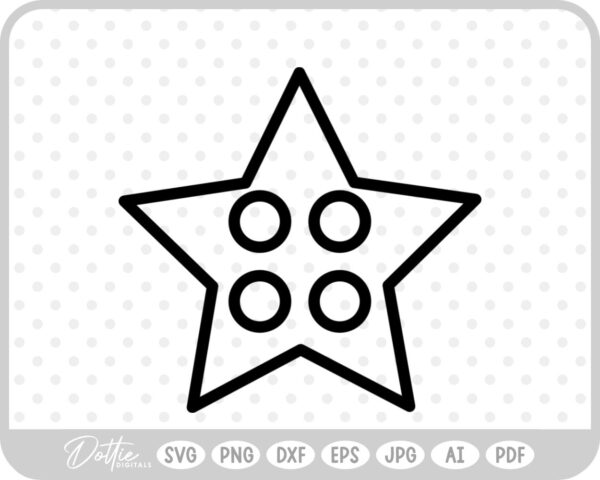 Star Button Outline SVG PNG DXF – Cricut Silhouette Cutting File