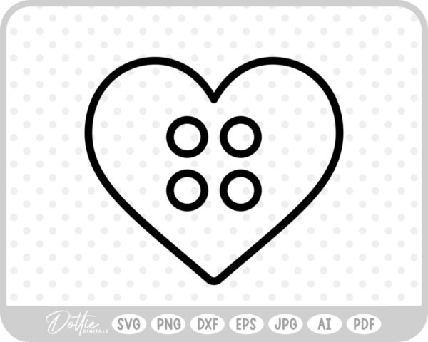 Heart Button Outline SVG PNG DXF – Cricut Silhouette Cutting File