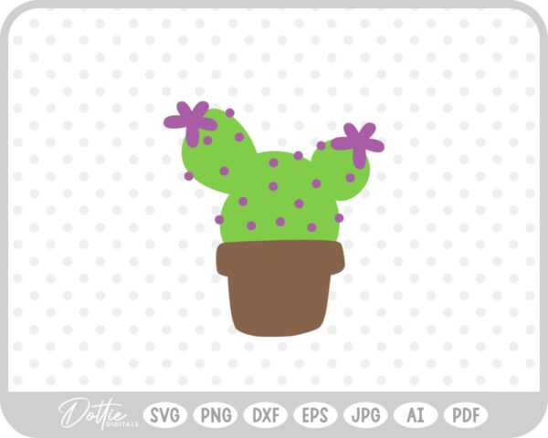 Blossoming Cactus Plant Pot SVG PNG DXF – Cricut Silhouette Cutting File