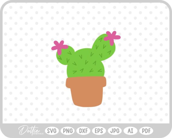 Cute Cactus Plant Pot SVG PNG DXF – Cricut Silhouette Cutting File