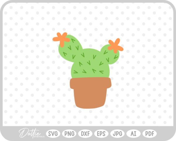 Round Cactus Plant Pot SVG PNG DXF – Cricut Silhouette Cutting File
