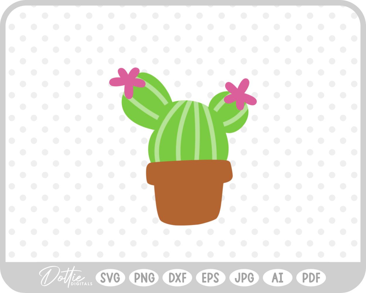Round Striped Cactus Plant Pot SVG PNG DXF – Cricut Silhouette Cutting File