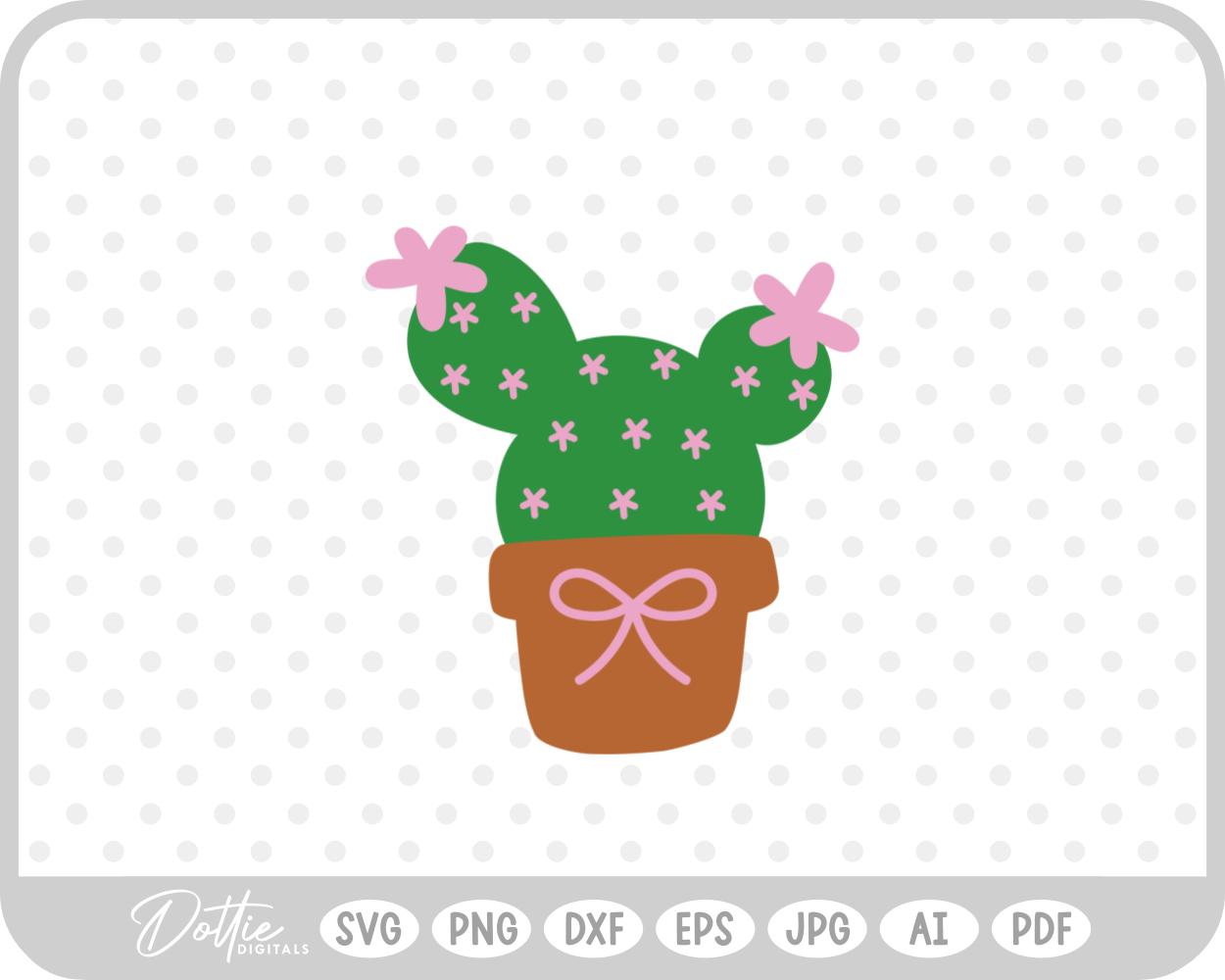 Flowering Cactus Plant Pot SVG PNG DXF – Cricut Silhouette Cutting File