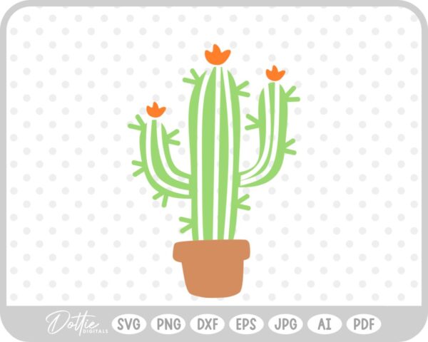 Flowering Cactus in Pot SVG PNG DXF – Cricut Silhouette Cutting File