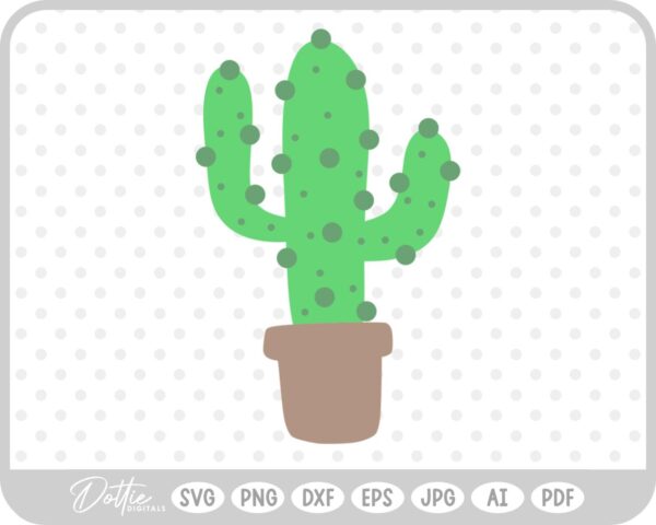 Dotty Cactus in Pot SVG PNG DXF – Cricut Silhouette Cutting File