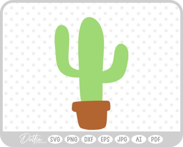Simple Cactus in Pot SVG PNG DXF – Cricut Silhouette Cutting File